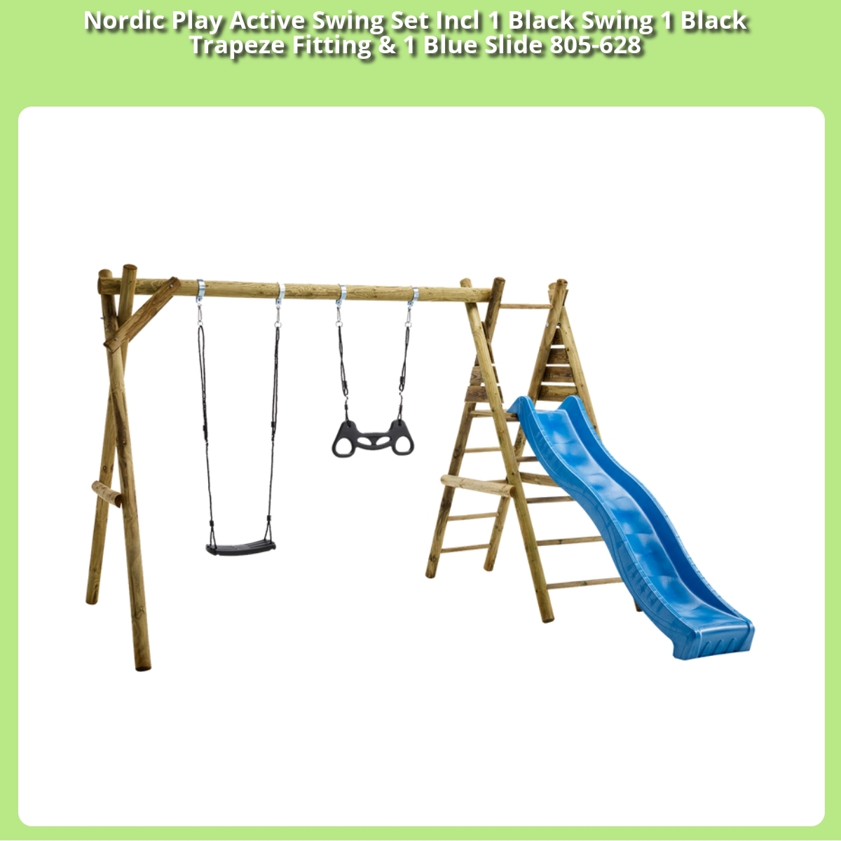 Anmeldelse af Nordic Play Active Swing Set Incl 1 Black Swing 1 Black Trapeze Fitting & 1 Blue Slide 805-628