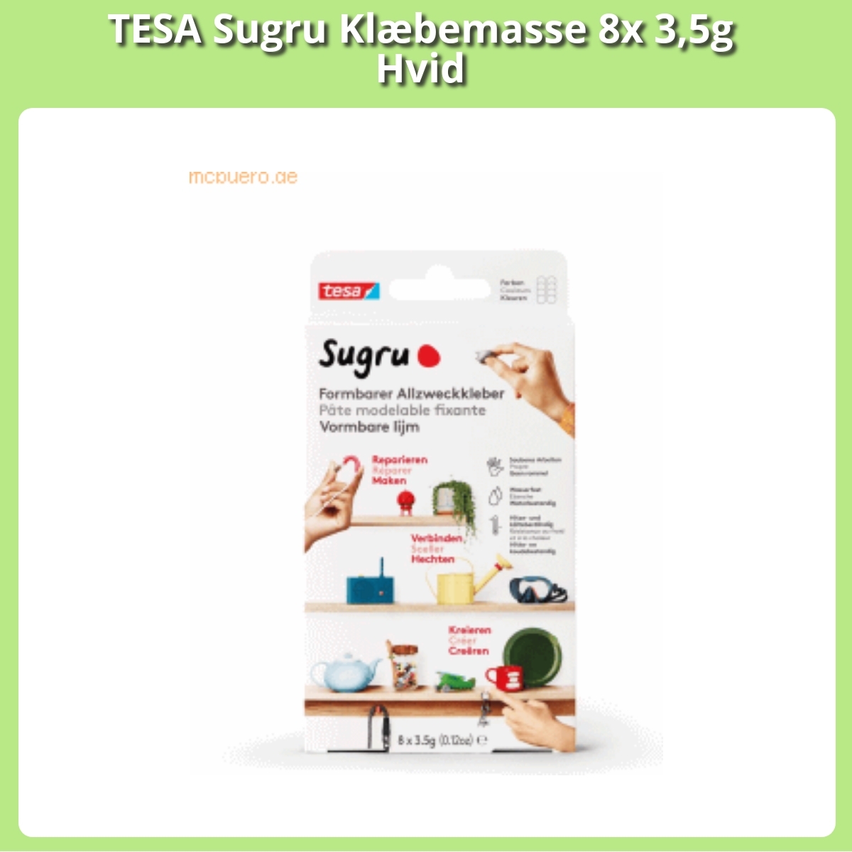 Anmeldelse af TESA Sugru Klæbemasse 8x 3,5g Hvid