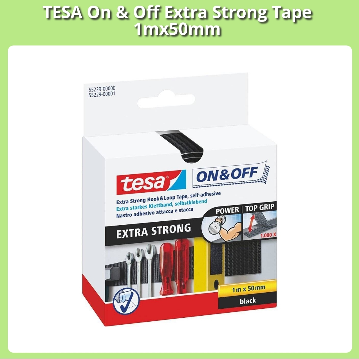 Anmeldelse af TESA On & Off Extra Strong Tape 1mx50mm