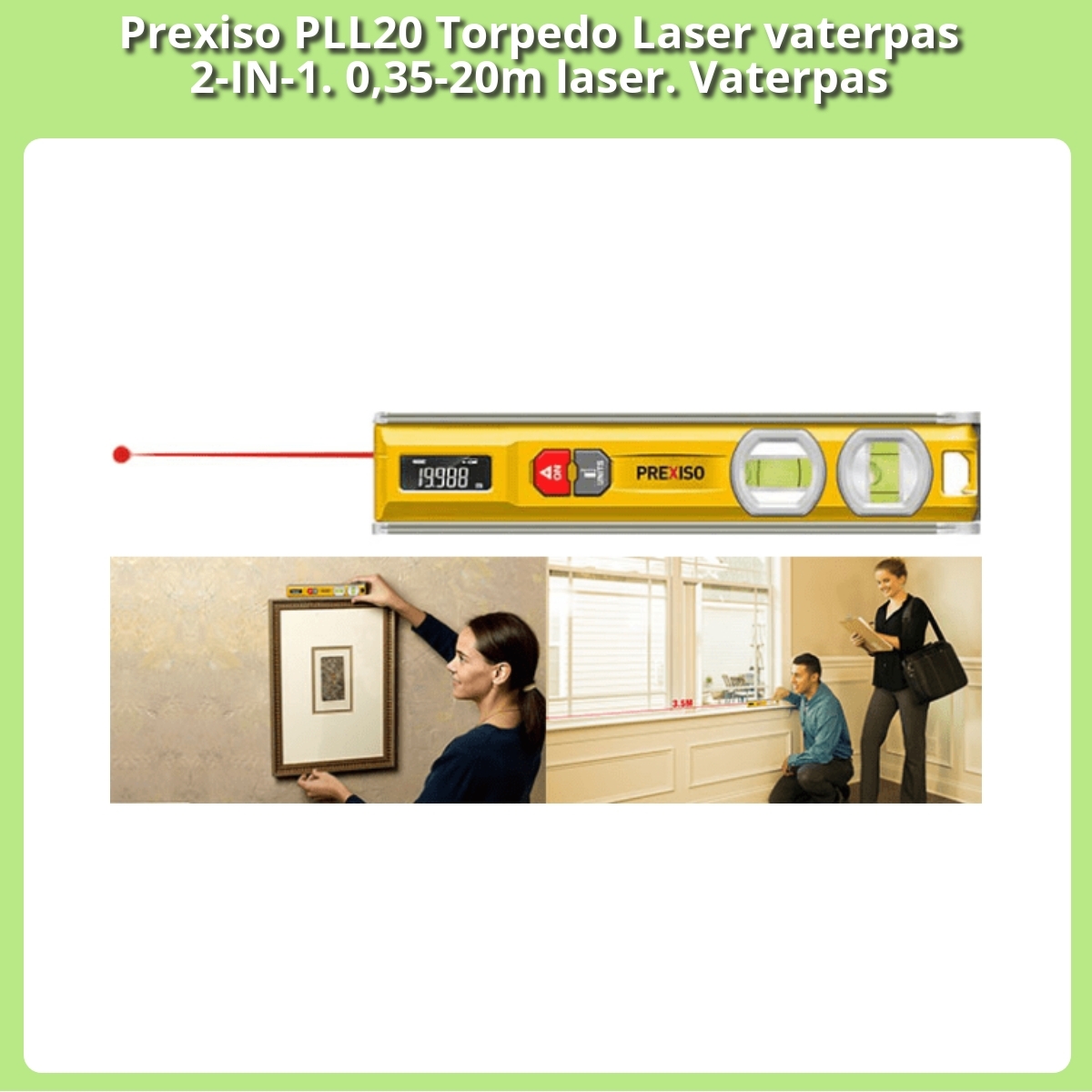 Anmeldelse af Prexiso PLL20 Torpedo Laser vaterpas 2-IN-1. 0,35-20m laser. Vaterpas