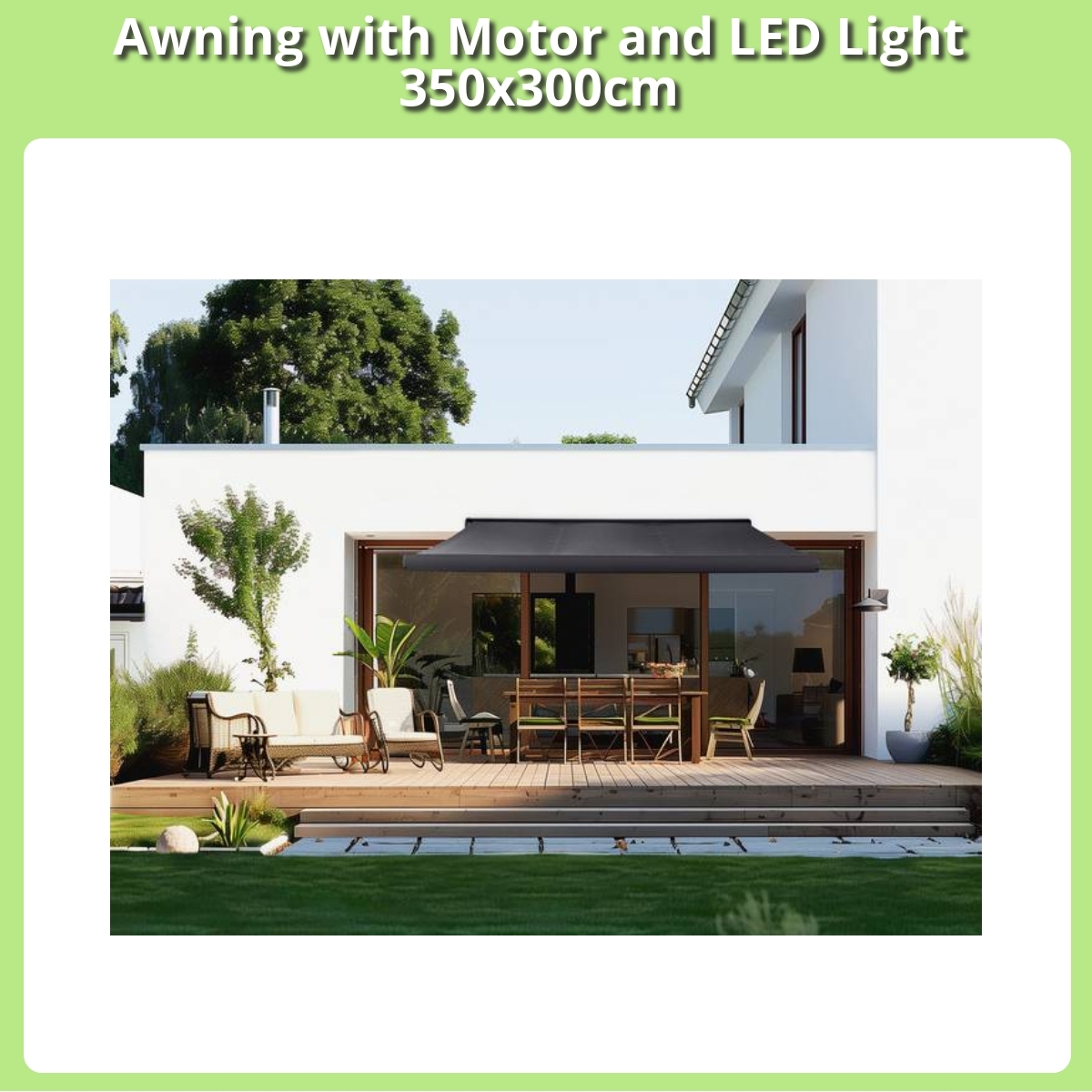 Anmeldelse af Awning with Motor and LED Light 350x300cm