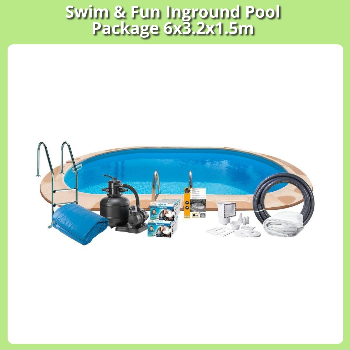 Anmeldelse af Swim & Fun Inground Pool Package 6x3.2x1.5m