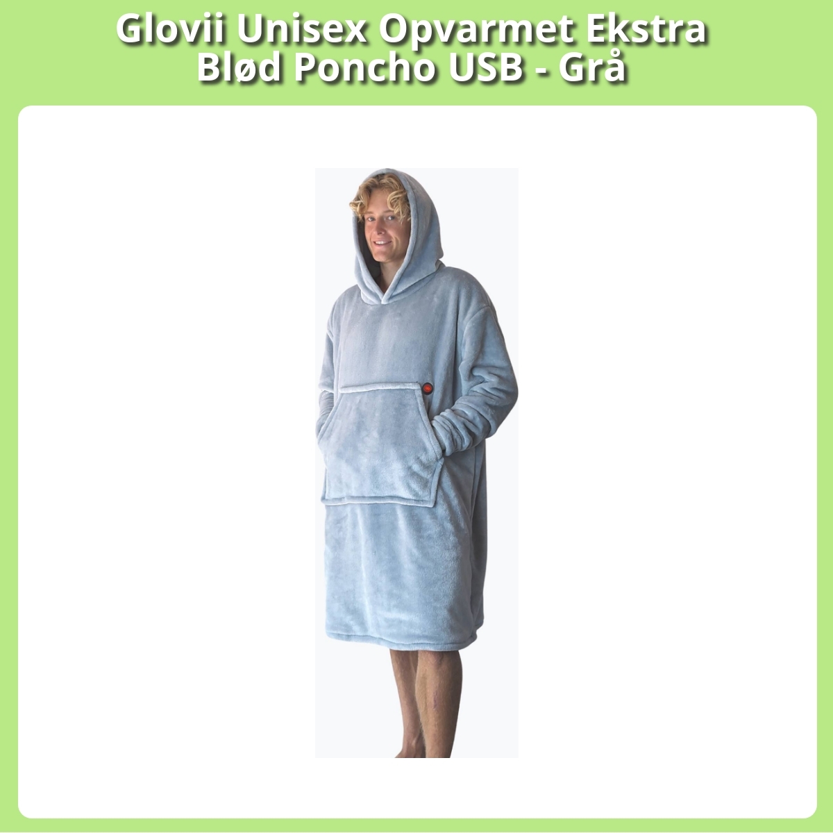 Anmeldelse af Glovii Unisex Opvarmet Ekstra Blød Poncho USB - Grå