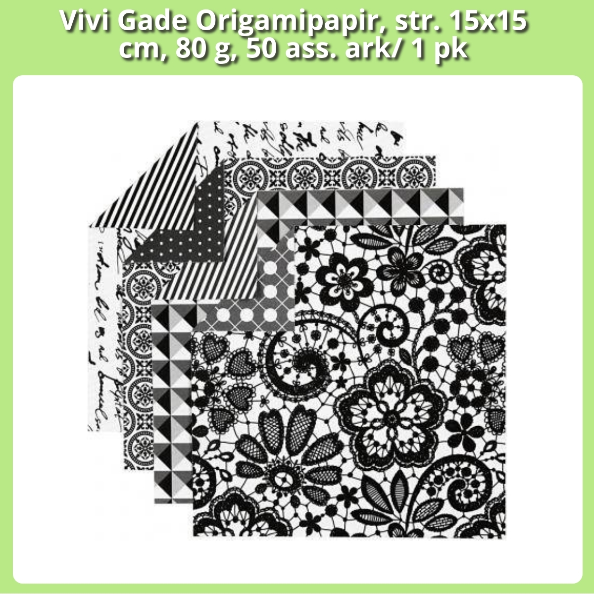 Anmeldelse af Vivi Gade Origamipapir, str. 15x15 cm, 80 g, 50 ass. ark/ 1 pk
