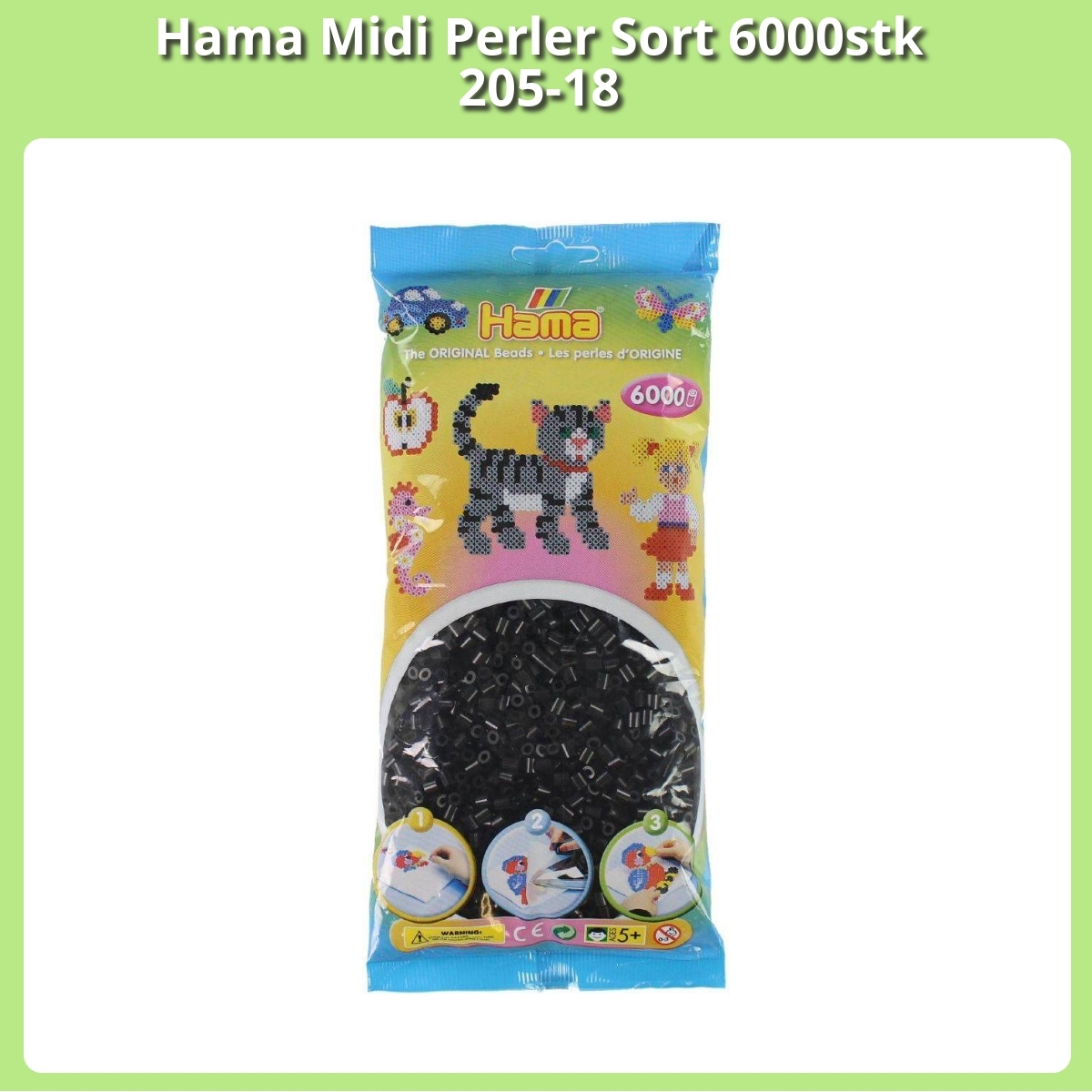 Anmeldelse af Hama Midi Perler Sort 6000stk 205-18