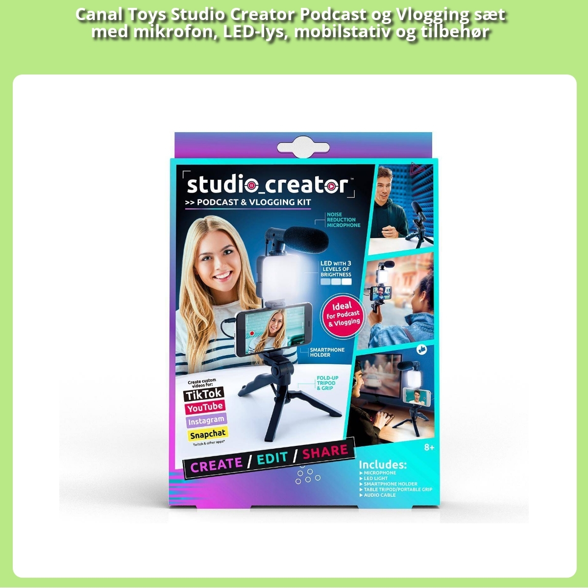 Anmeldelse af Canal Toys Studio Creator Podcast og Vlogging sæt med mikrofon, LED-lys, mobilstativ og tilbehør