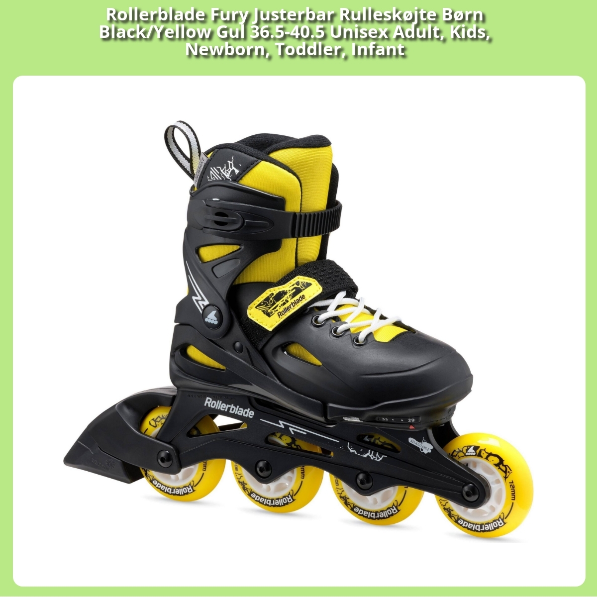 Anmeldelse af Rollerblade Fury Justerbar Rulleskøjte Børn Black/Yellow Gul 36.5-40.5 Unisex Adult, Kids, Newborn, Toddler, Infant