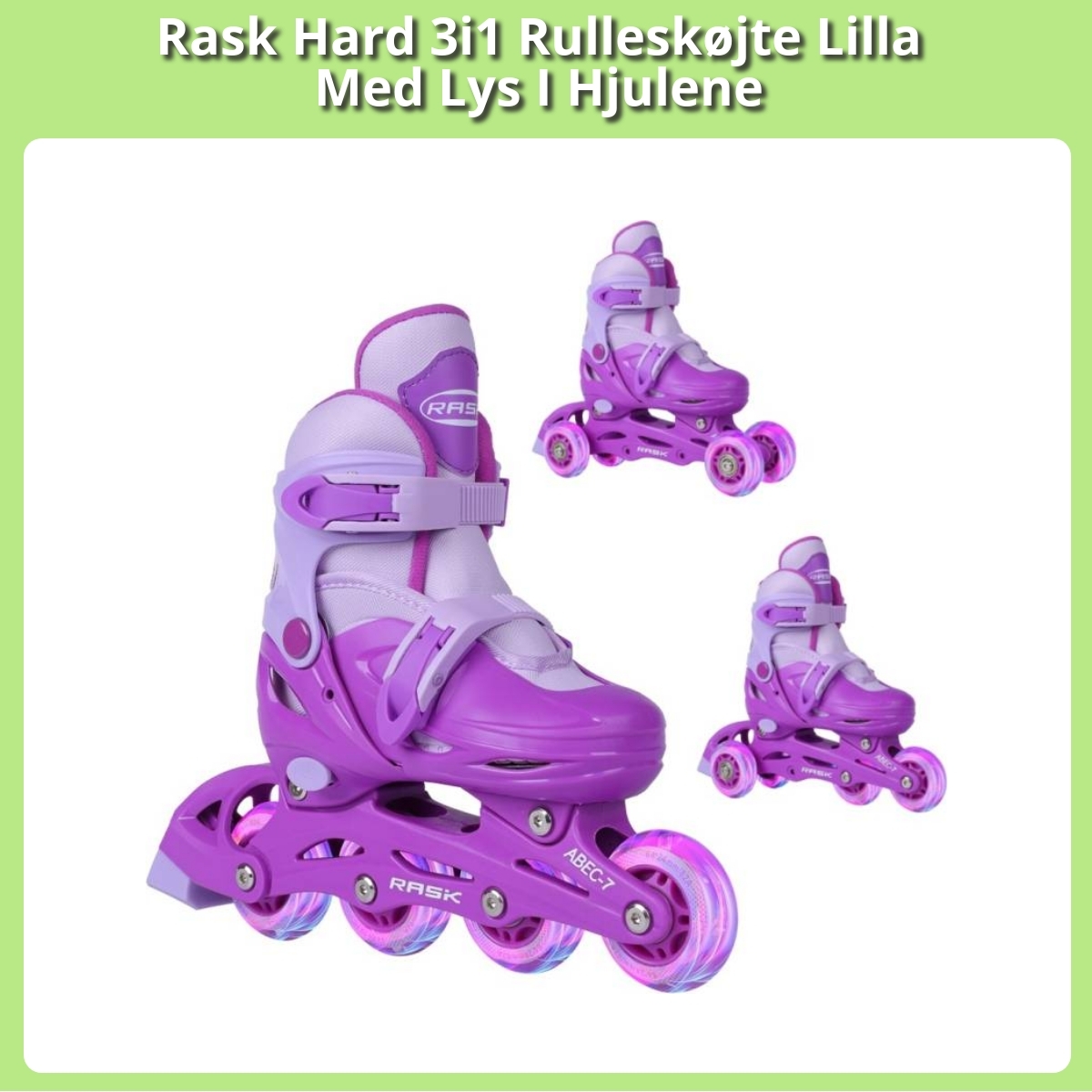 Anmeldelse af Rask Hard 3i1 Rulleskøjte Lilla Med Lys I Hjulene