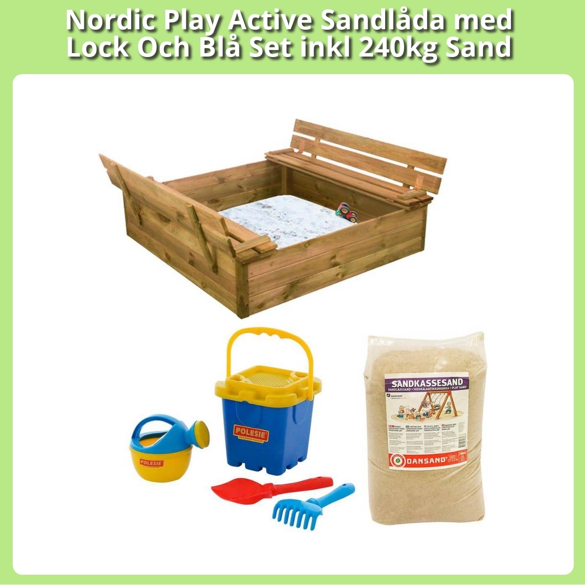 Anmeldelse af Nordic Play Active Sandlåda med Lock Och Blå Set inkl 240kg Sand