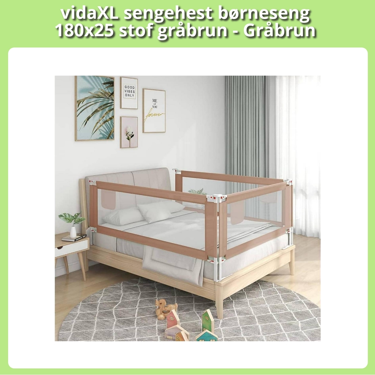 Anmeldelse af vidaXL sengehest børneseng 180x25 stof gråbrun - Gråbrun