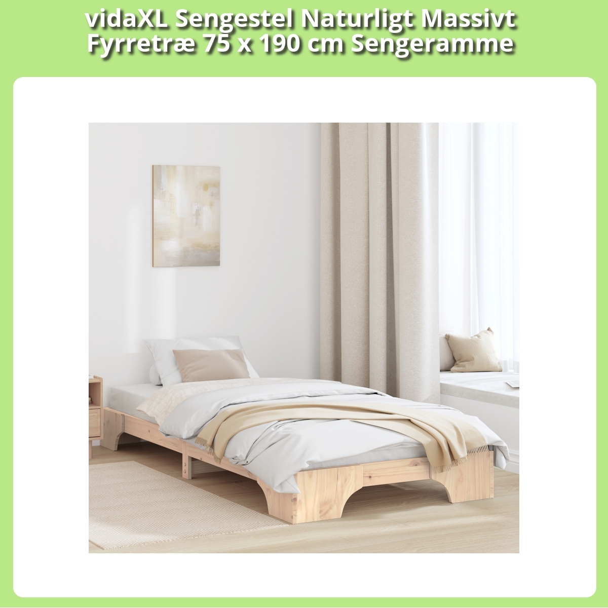 Anmeldelse af vidaXL Sengestel Naturligt Massivt Fyrretræ 75 x 190 cm Sengeramme