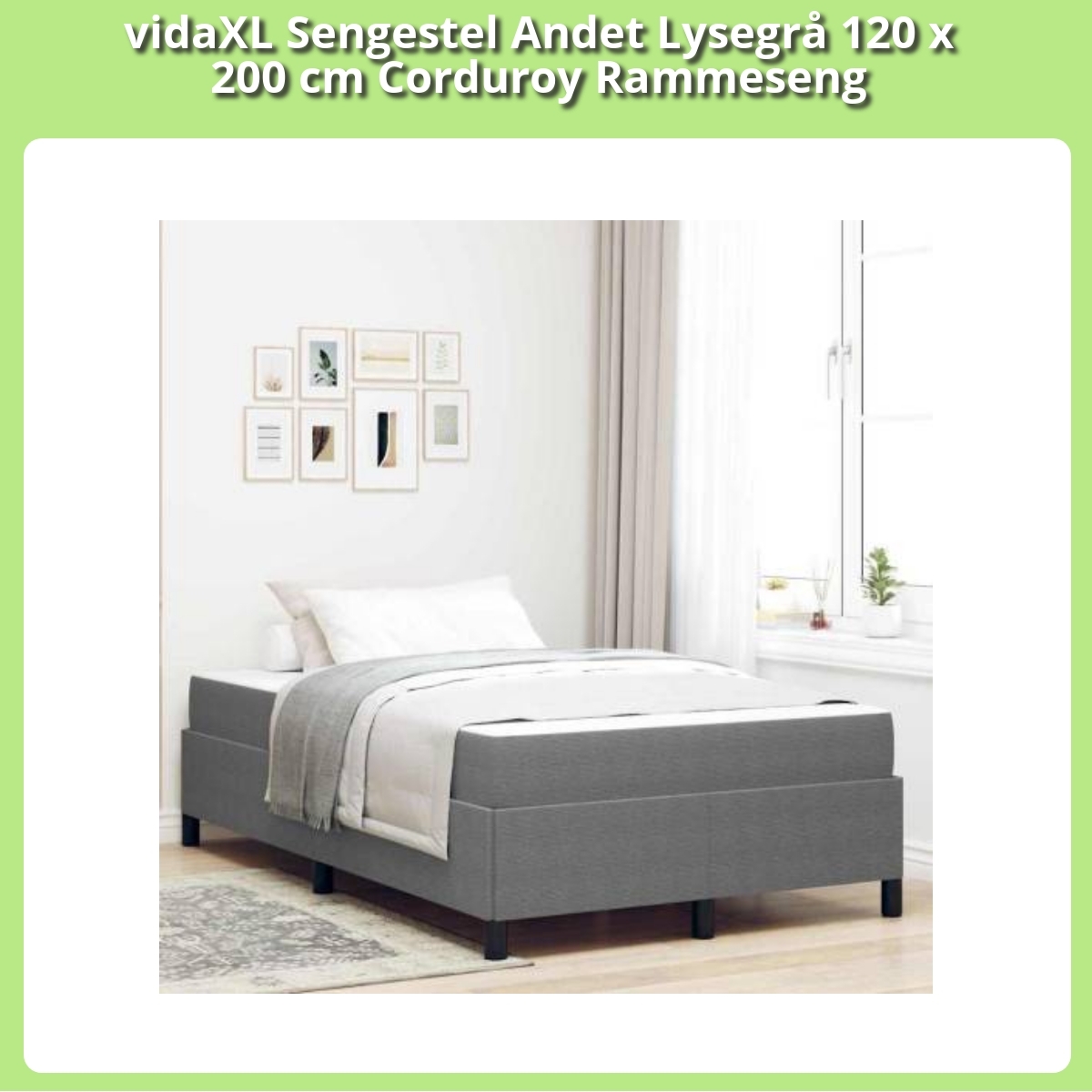 Anmeldelse af vidaXL Sengestel Andet Lysegrå 120 x 200 cm Corduroy Rammeseng