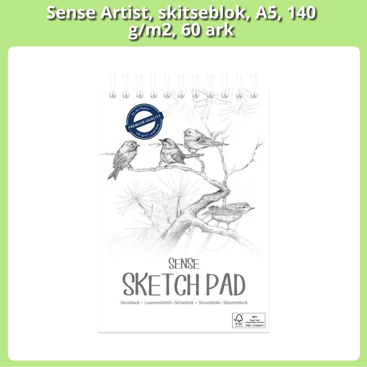 Anmeldelse af Sense Artist, skitseblok, A5, 140 g/m2, 60 ark