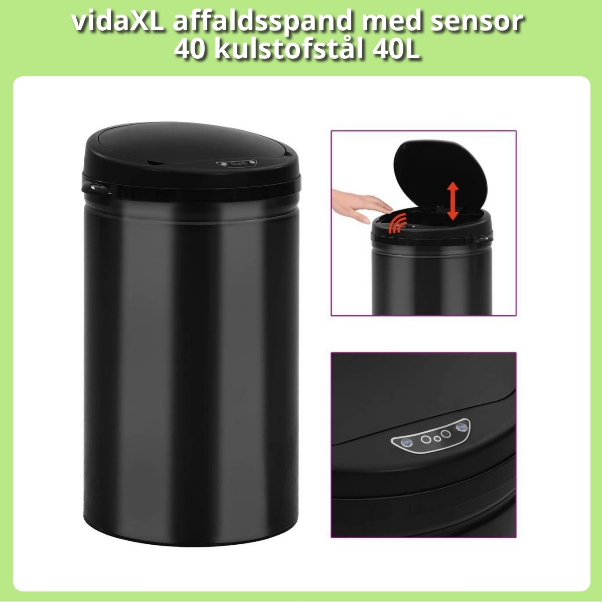 Anmeldelse af vidaXL affaldsspand med sensor 40 kulstofstål 40L
