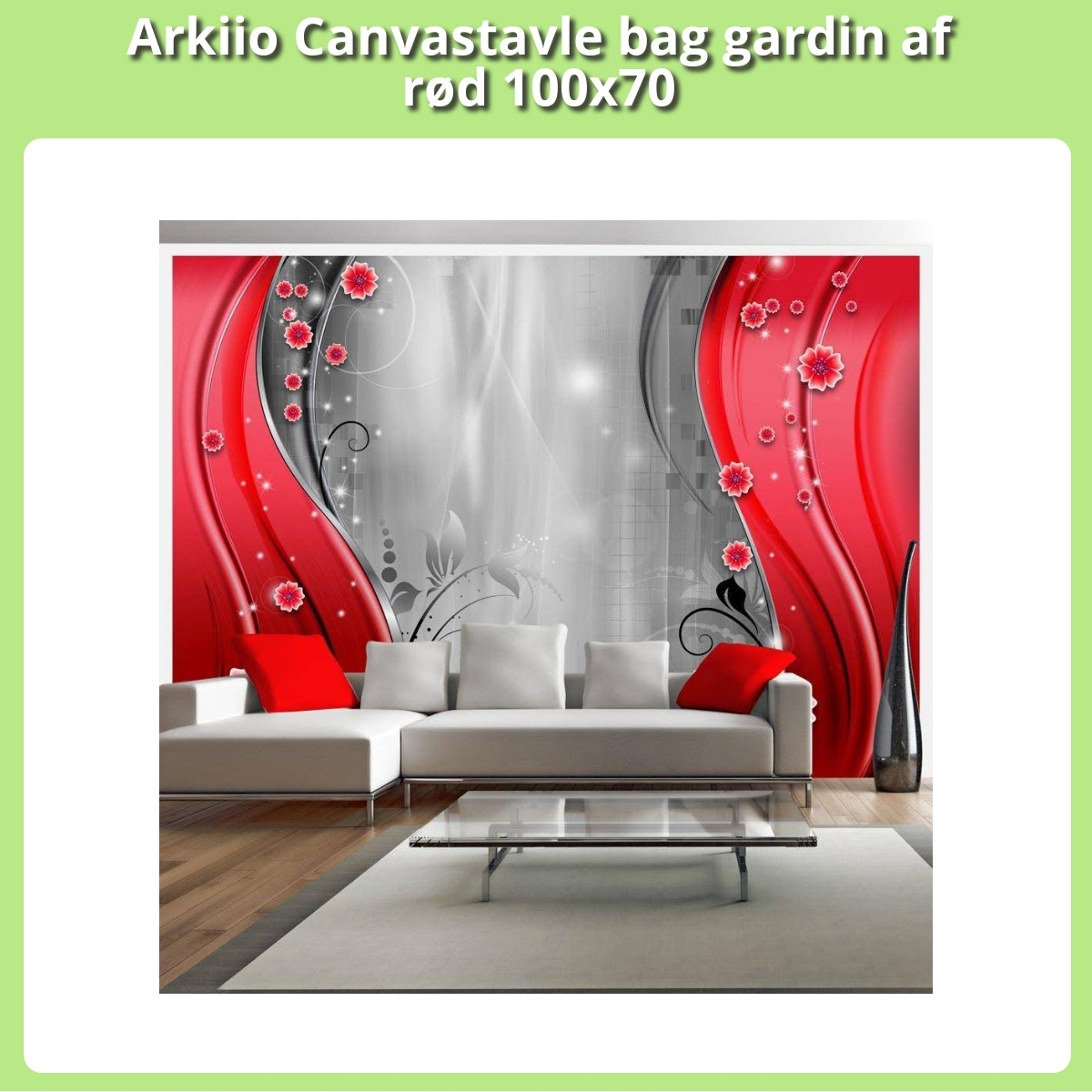 Anmeldelse af Arkiio Canvastavle bag gardin af rød 100x70