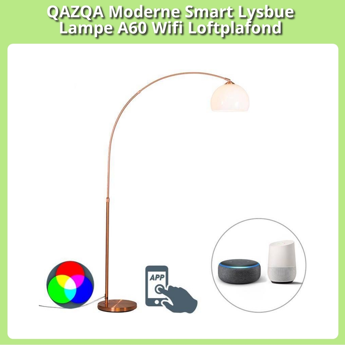 Anmeldelse af QAZQA Moderne Smart Lysbue Lampe A60 Wifi Loftplafond