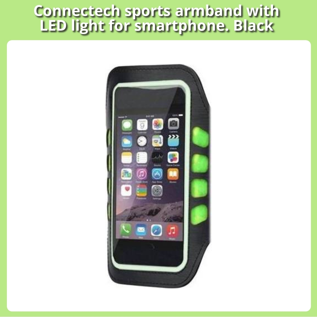 Anmeldelse af Connectech sports armband with LED light for smartphone. Black