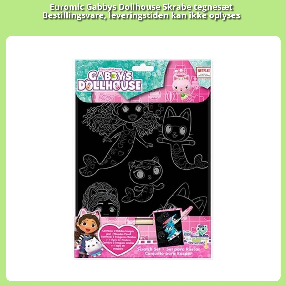 Anmeldelse af Euromic Gabbys Dollhouse Skrabe tegnesæt Bestillingsvare, leveringstiden kan ikke oplyses