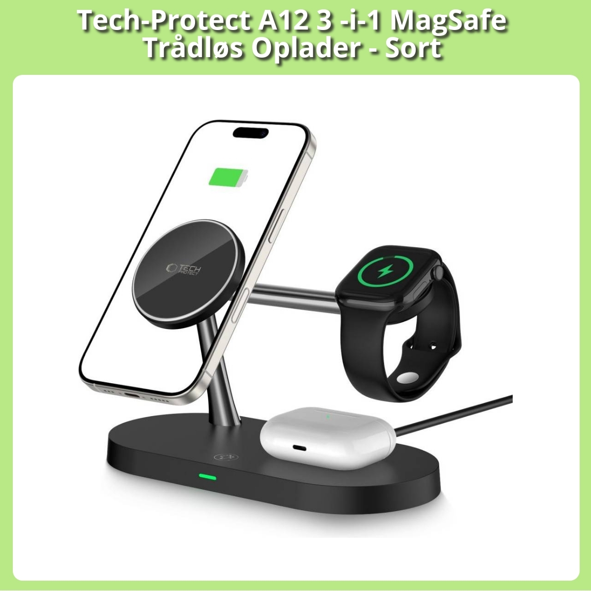 Anmeldelse af Tech-Protect A12 3 -i-1 MagSafe Trådløs Oplader - Sort