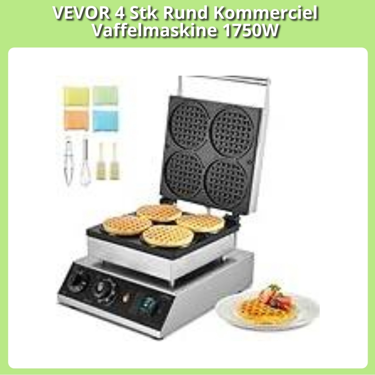 Anmeldelse af VEVOR 4 Stk Rund Kommerciel Vaffelmaskine 1750W