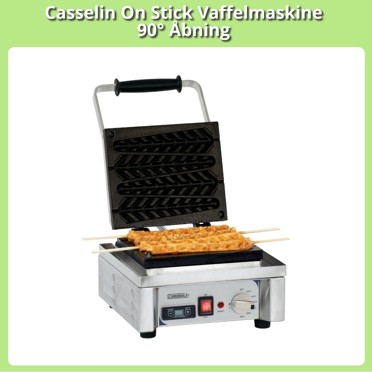Anmeldelse af Casselin On Stick Vaffelmaskine 90° Åbning