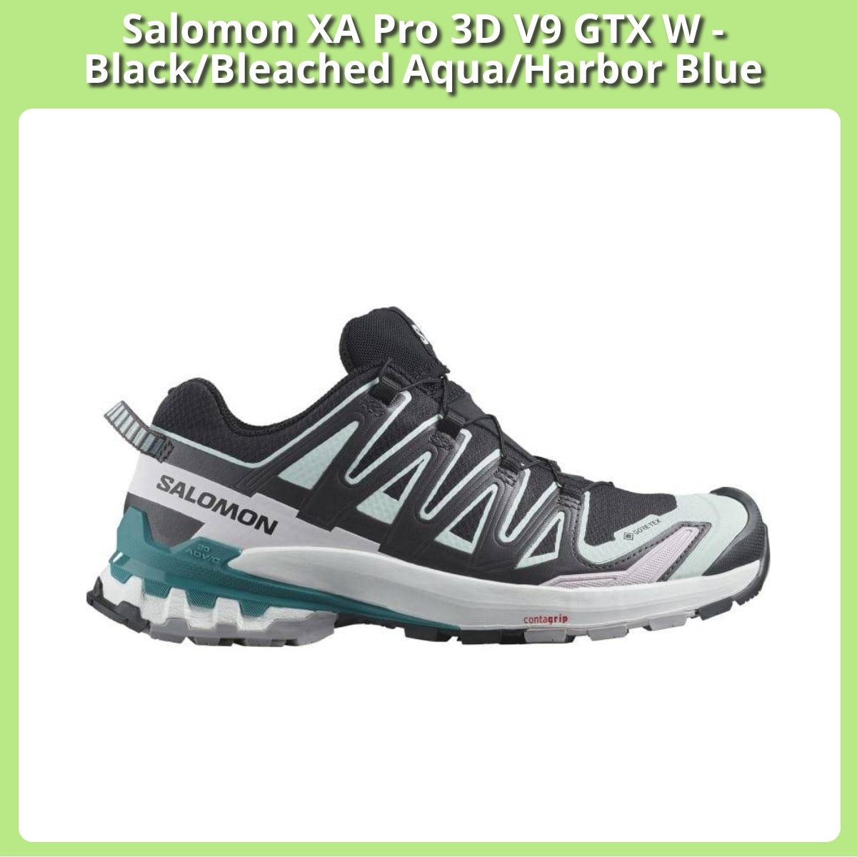 Anmeldelse af Salomon XA Pro 3D V9 GTX W - Black/Bleached Aqua/Harbor Blue